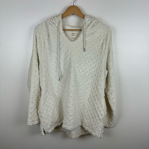Dylan Womens Polka Dots Faux Fur Pullover in White Sz M | Comfy Cozy Casual Soft - Picture 2 of 15
